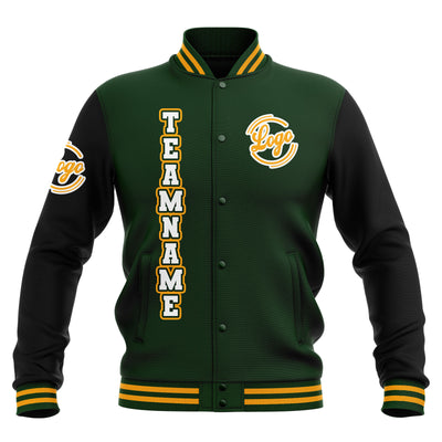 Custom Black Drak Green Yellow Waterproof Varsity Jackets Personalized Stitched Name Number Logo to Letterman Jackets enthsush