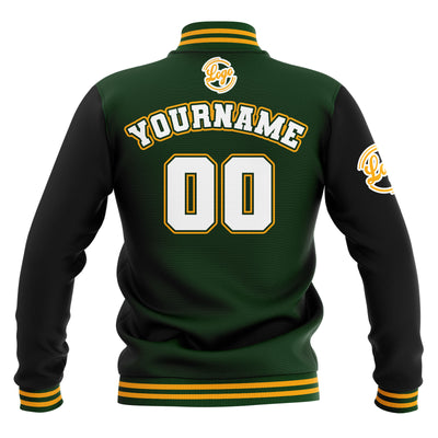 Custom Black Drak Green Yellow Waterproof Varsity Jackets Personalized Stitched Name Number Logo to Letterman Jackets enthsush