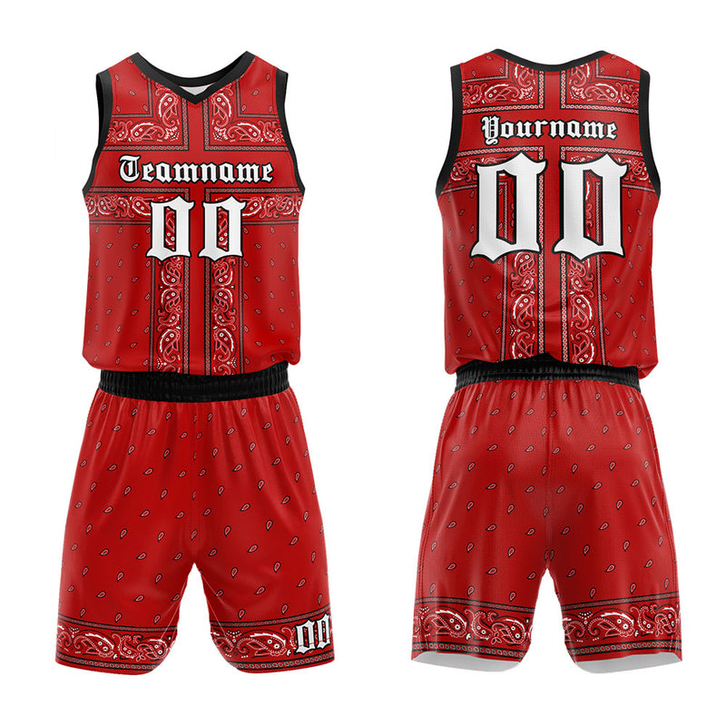 Custom Basketball Jersey Uniform Suit Printed Your Logo Name Number Red-Black enthsush