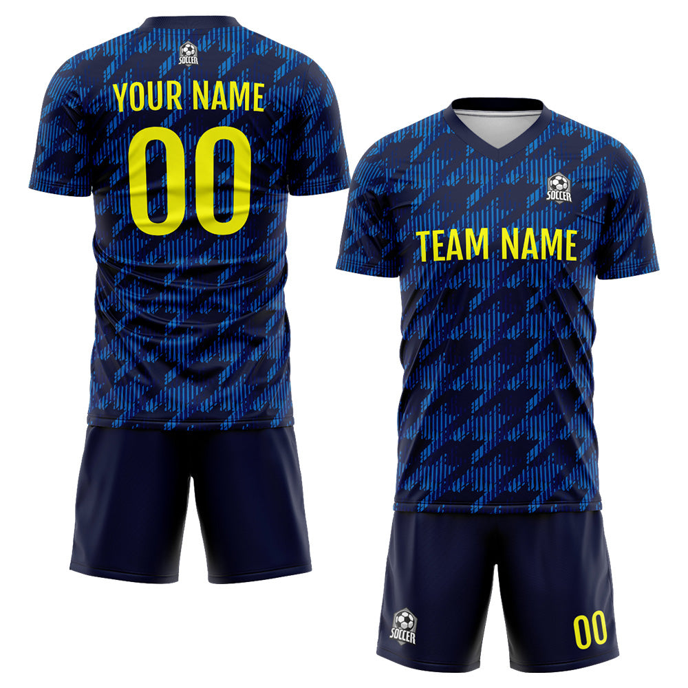 Custom Soccer Jerseys for Men Women Personalized Soccer Uniforms for Adult and Kid Navy&Yellow enthsush