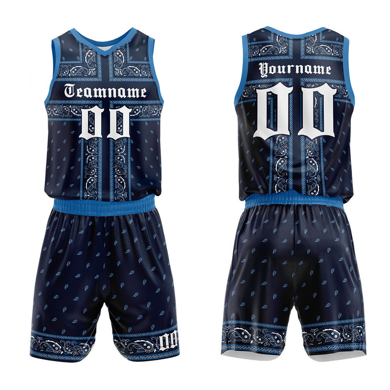 Custom Basketball Jersey Uniform Suit Printed Your Logo Name Number Navy-Blue enthsush