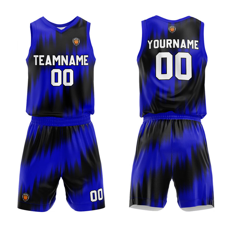 Custom Basketball Jersey Uniform Suit Printed Your Logo Name Number Black-Royal