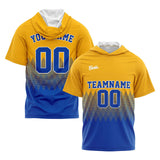 Custom Yellow Blue Short Sleeve Hoodies for Men Women Shirts with Hoods Printed Name Logo
