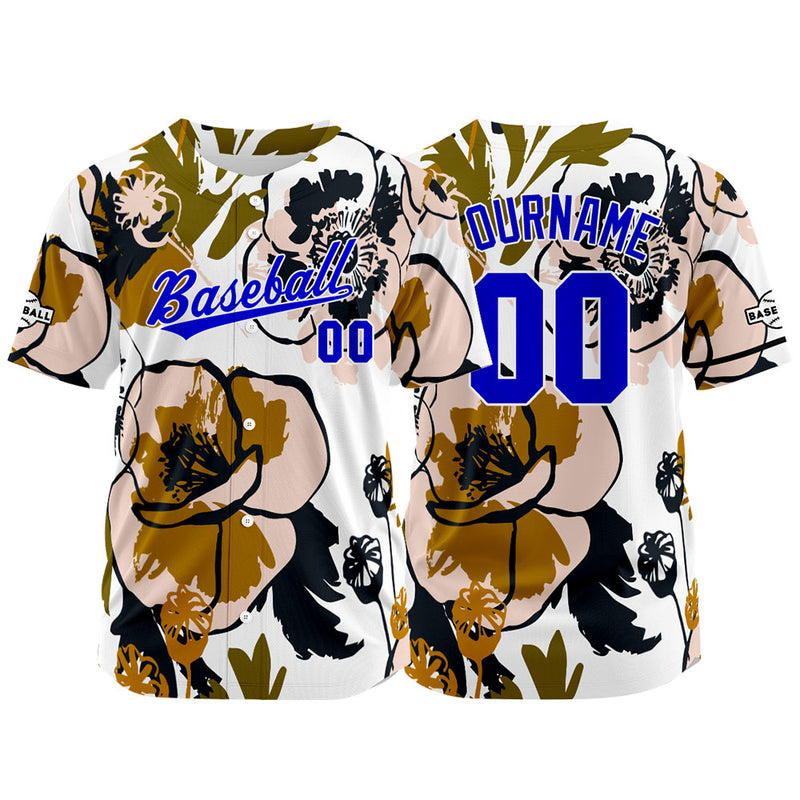 Custom Full Print Design Authentic Baseball Jersey white-brown-black-blue