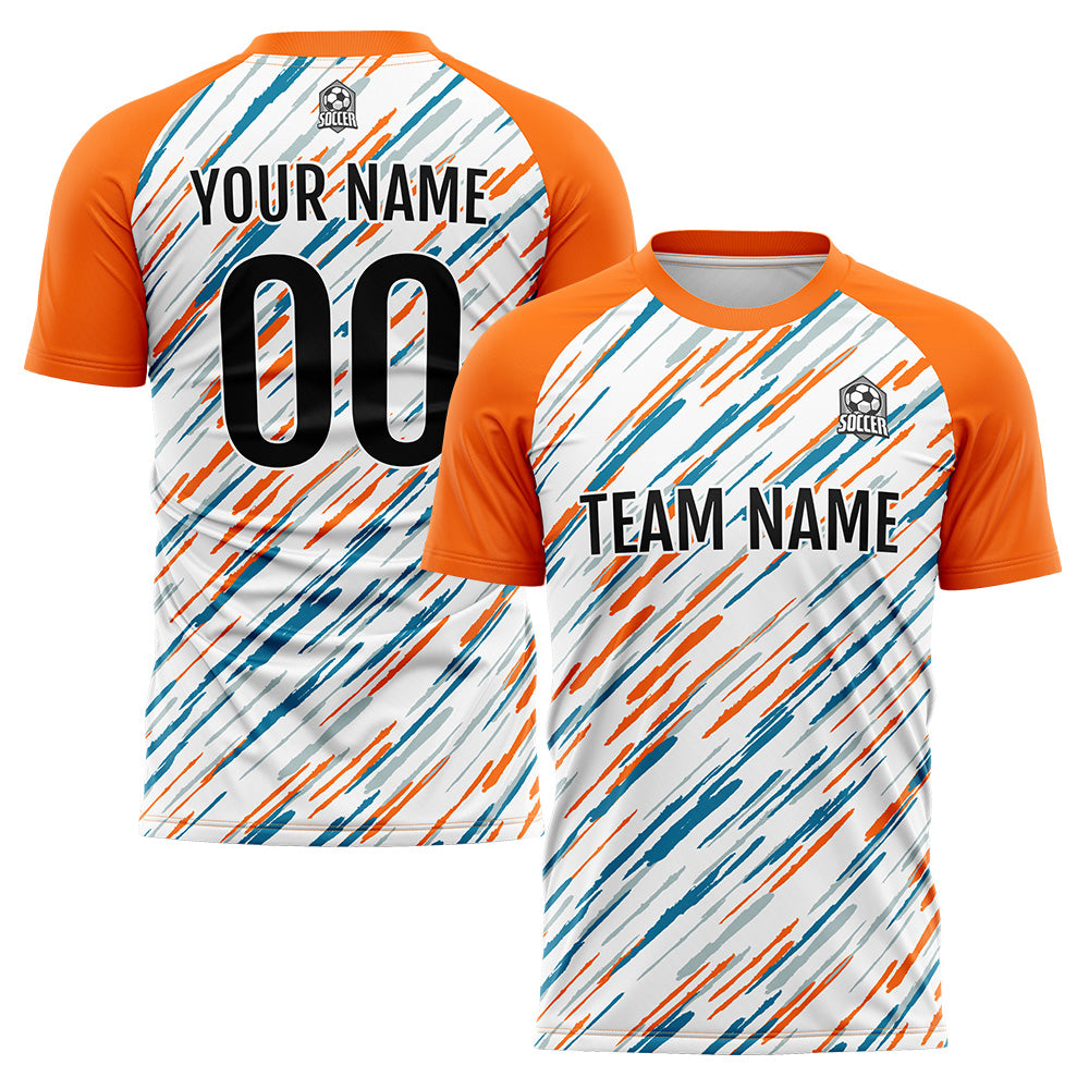 Custom Soccer Jerseys for Men Women Personalized Soccer Uniforms for Adult and Kid White&Orange enthsush