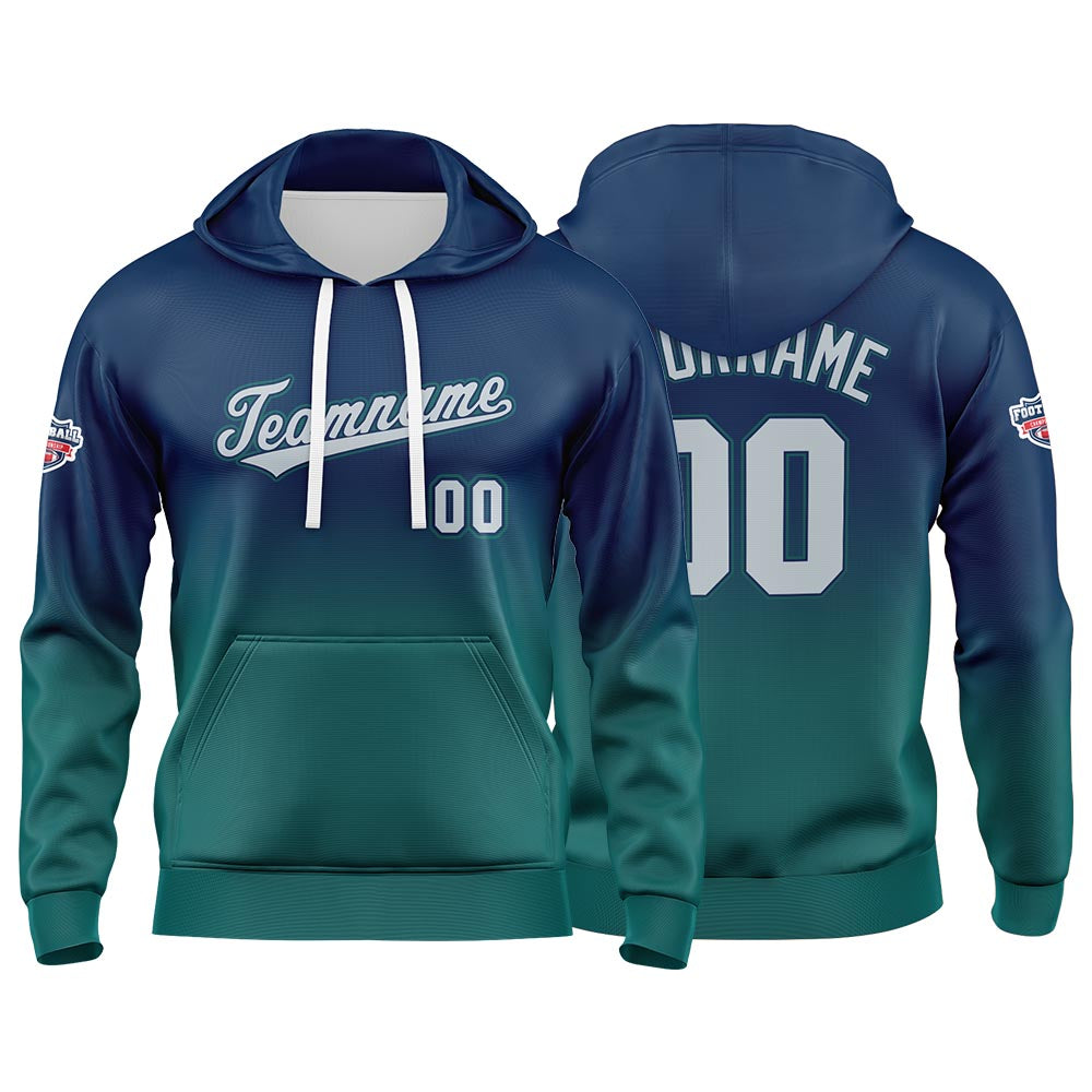 Custom Gradient Hoodie For Man Woman Girl Boy Print Your Logo Name Number Navy Green enthsush
