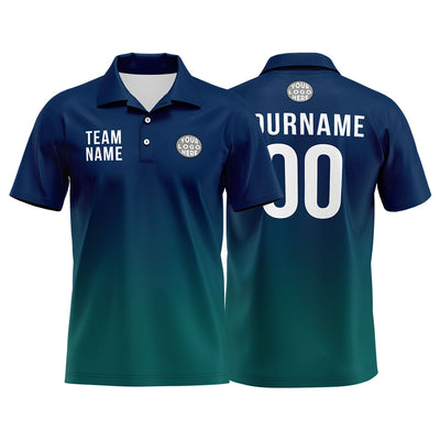 Custom Navy Green Football Polo Shirts Add Your Unique Logo/Name/Number enthsush