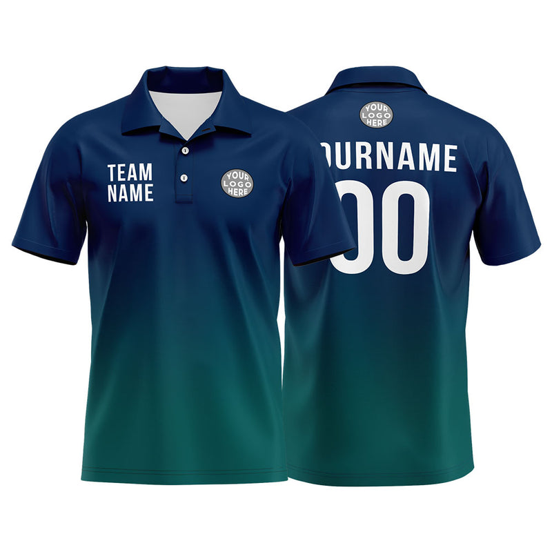 Custom Navy Green Football Polo Shirts Add Your Unique Logo/Name/Number