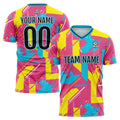 Custom Pink Yellow Soccer Jerseys for Men Women Personalized Soccer Uniforms for Adult and Kid enthsush