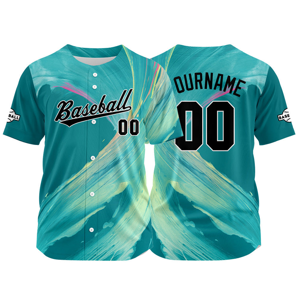 Custom Full Print Design Authentic Baseball Jersey Aqua enthsush