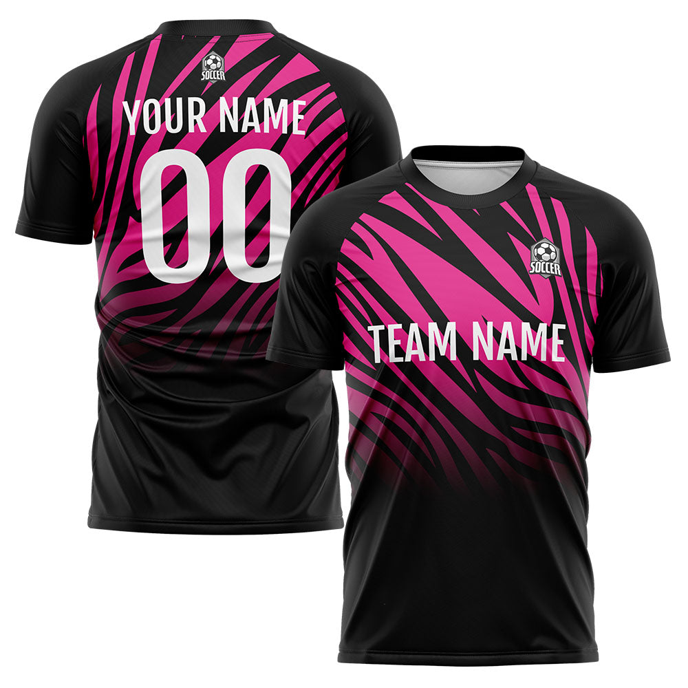Custom Soccer Jerseys for Men Women Personalized Soccer Uniforms for Adult and Kid Black&Hot pink enthsush