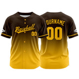 Custom Full Print Design Authentic Baseball Jersey yellow-brown