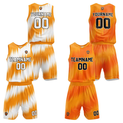 Custom Orange Reversible Basketball Suit for Adults and Kids Personalized Jersey enthsush