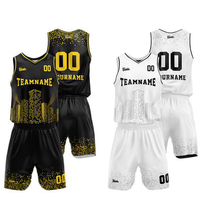 Custom Basketball Jersey Uniform Suit Printed Your Logo Name Number Black-White enthsush