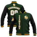 Custom Black Drak Green Yellow Waterproof Varsity Jackets Personalized Stitched Name Number Logo to Letterman Jackets enthsush