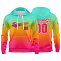 Custom Gradient Hoodie For Man Woman Girl Boy Print Your Logo Name Number Green Orange Pink enthsush