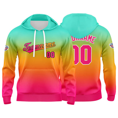 Custom Gradient Hoodie For Man Woman Girl Boy Print Your Logo Name Number Green Orange Pink enthsush