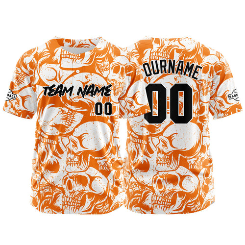 Custom Baseball Jersey Personalized Baseball Shirt for Men Women Kids Youth Teams Stitched and Print Orange&White enthsush