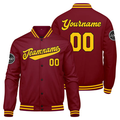 Custom Varsity Jacket Letterman jacket for Men, Women and Youth Crimson Yellow enthsush