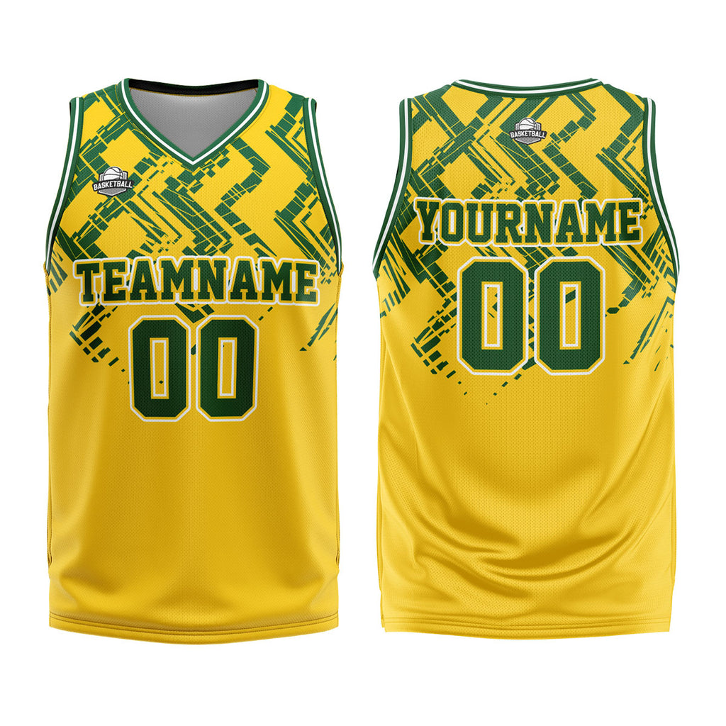 Custom Yellow Green Basketball Jersey Uniform Suit Printed Your Logo Name Number enthsush