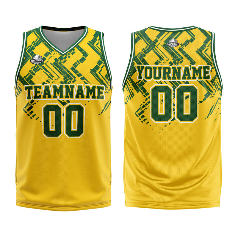 Custom Yellow Green Basketball Jersey Uniform Suit Printed Your Logo Name Number