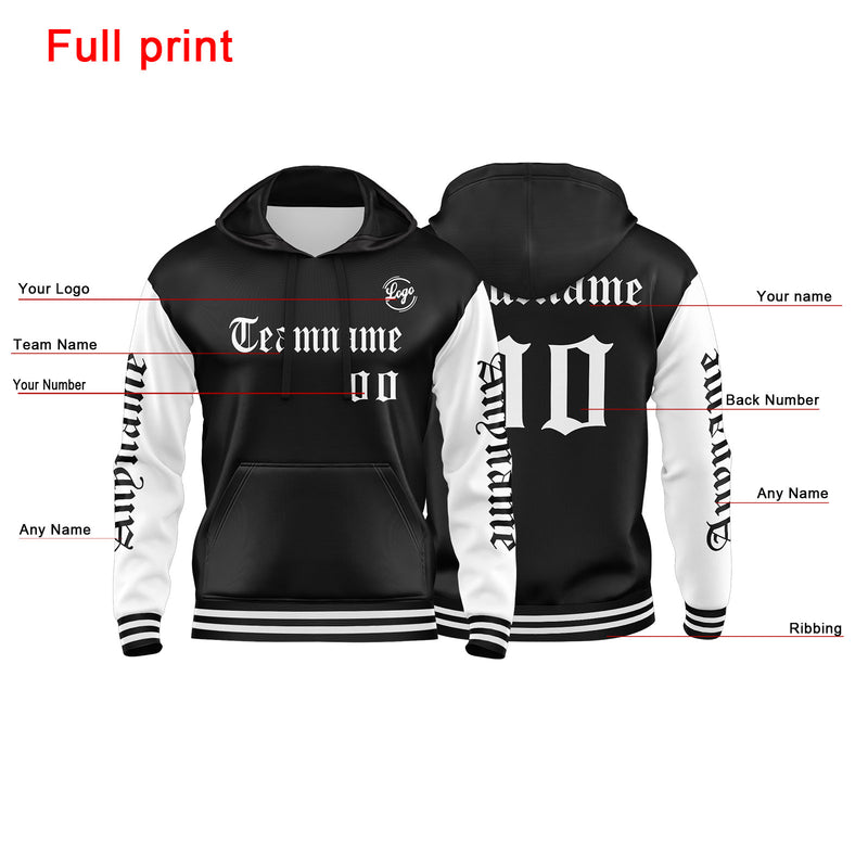 Custom White Black  Sweatshirt Hoodie For Men Women Girl Boy Print Your Logo Name Number