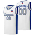 Custom basketball jersey shorts for men and women. Embroidered and printed name, number and logo White enthsush