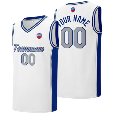 Custom basketball jersey shorts for men and women. Embroidered and printed name, number and logo White enthsush