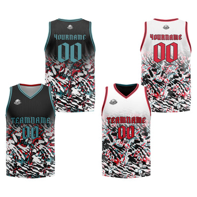 Custom Black Red Green Reversible Basketball Suit for Adults and Kids Personalized Jersey enthsush