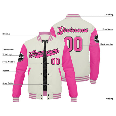 Custom Varsity Jacket Letterman jacket for Men, Women and Youth Pink enthsush