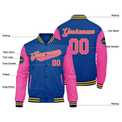 Custom Varsity Jacket Letterman jacket for Men, Women and Youth Royal Pink enthsush
