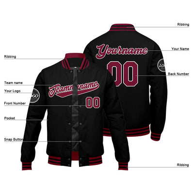 Custom Varsity Jacket Letterman jacket for Men, Women and Youth Crimson Black enthsush
