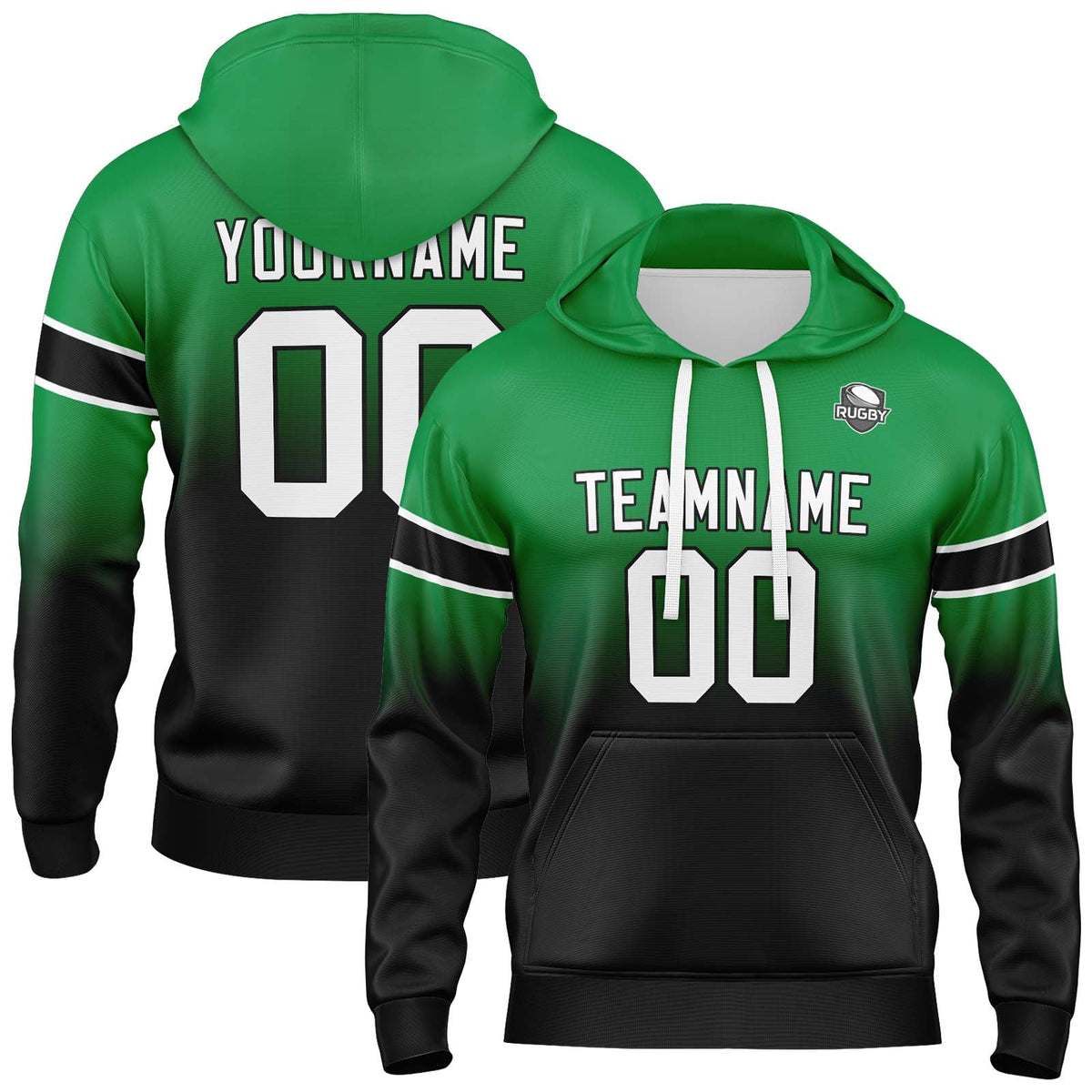 Custom Gradient Sweatshirt Hoodie For Man Woman Girl Boy Print Your Logo Name Number Green&Black enthsush
