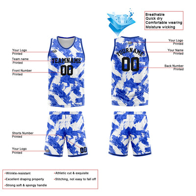 Custom Basketball Jersey Uniform Suit Printed Your Logo Name Number Blue&White enthsush