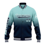 Custom Gradient Varsity Jacket Letterman jacket for Men, Women and Youth Light Teal&Navy