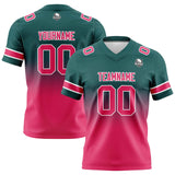 Custom Dark Green Pink Gradient Football Jersey Personalized Football Shirts for Men Women  Printed Team Name Number Logo