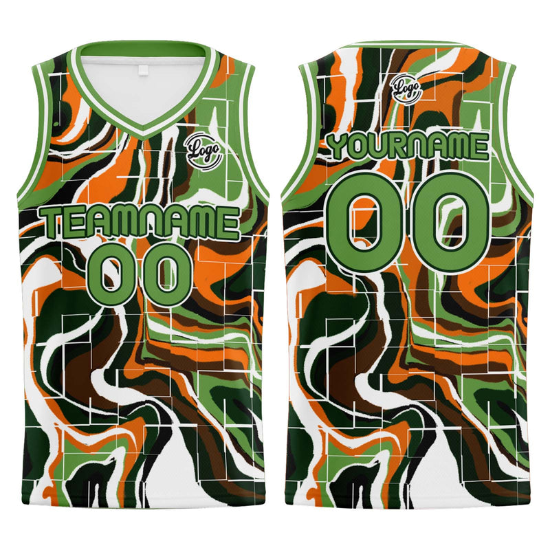 Custom Green Orange Basketball Jersey Uniform Suit Printed Your Logo Name Number