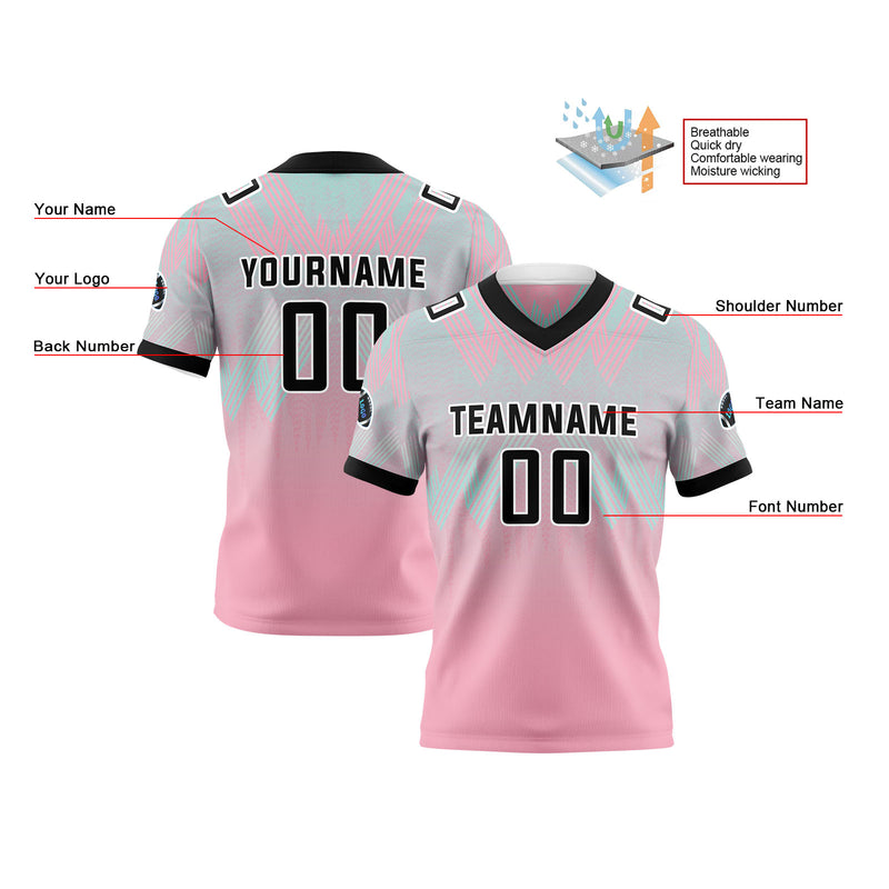 Custom Blue Powder Reversible Football Jersey Personalized Gradient Football Shirts for Men Printed Team Name Number Logo