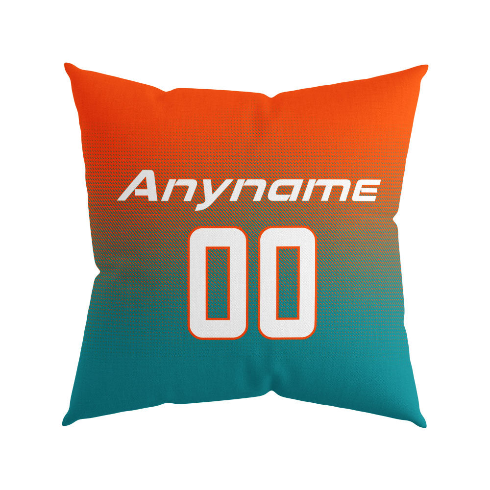 Custom Football Throw Pillow for Men Women Boy Gift Printed Your Personalized Name Number Orange&Aqua&White enthsush