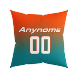 Custom Football Throw Pillow for Men Women Boy Gift Printed Your Personalized Name Number Orange&Aqua&White