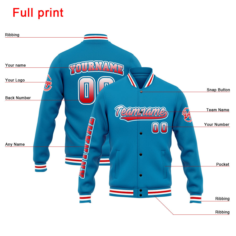 Custom Varsity Jacket Letterman jacket for Men, Women and Youth Blue Red enthsush