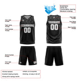 Custom Black Grey Reversible Basketball Suit for Adults and Kids Personalized Jersey