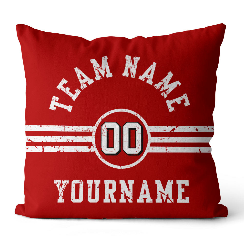 Custom Football Throw Pillow for Men Women Boy Gift Printed Your Personalized Name Number Red & White enthsush