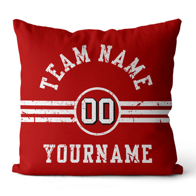 Custom Football Throw Pillow for Men Women Boy Gift Printed Your Personalized Name Number Red & White enthsush