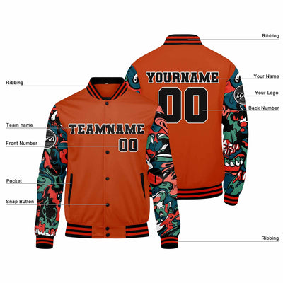 Custom Varsity Jacket Letterman jacket for Men, Women and Youth Orange enthsush