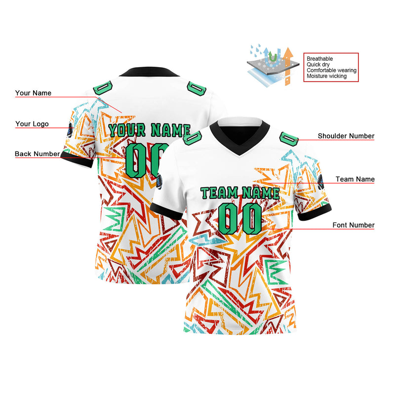 Custom White Green Reversible Football Jersey Personalized Gradient Football Shirts for Men Printed Team Name Number Logo