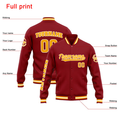 Custom Varsity Jacket Letterman jacket for Men, Women and Youth Red Orange enthsush