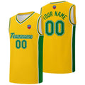 Custom basketball jersey shorts for men and women. Embroidered and printed name, number and logo Yellow&Green enthsush