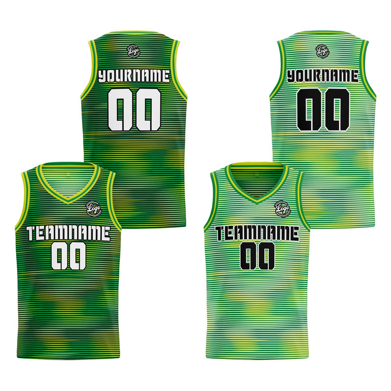Custom Green Reversible Basketball Suit for Adults and Kids Personalized Jersey