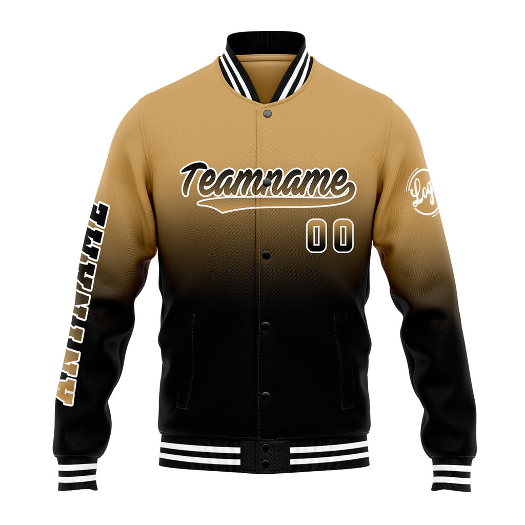 Custom Gradient Varsity Jacket Letterman jacket for Men, Women and Youth Gold&Black enthsush